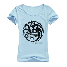 Load image into Gallery viewer, Game of Thrones T Shirts Women Cool Tees Shirts Female Tops Elastic Cotton Casual Printed Tops Camisetas A142