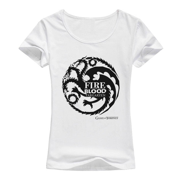 Game of Thrones T Shirts Women Cool Tees Shirts Female Tops Elastic Cotton Casual Printed Tops Camisetas A142