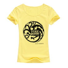 Load image into Gallery viewer, Game of Thrones T Shirts Women Cool Tees Shirts Female Tops Elastic Cotton Casual Printed Tops Camisetas A142