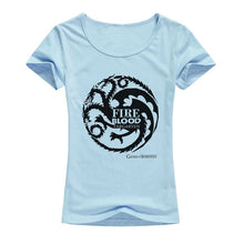 Load image into Gallery viewer, Game of Thrones T Shirts Women Cool Tees Shirts Female Tops Elastic Cotton Casual Printed Tops Camisetas A142