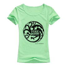Load image into Gallery viewer, Game of Thrones T Shirts Women Cool Tees Shirts Female Tops Elastic Cotton Casual Printed Tops Camisetas A142