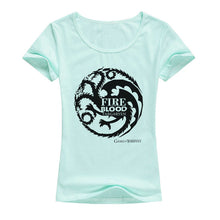 Load image into Gallery viewer, Game of Thrones T Shirts Women Cool Tees Shirts Female Tops Elastic Cotton Casual Printed Tops Camisetas A142