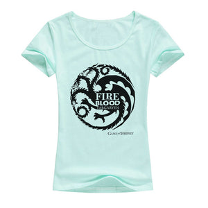 Game of Thrones T Shirts Women Cool Tees Shirts Female Tops Elastic Cotton Casual Printed Tops Camisetas A142