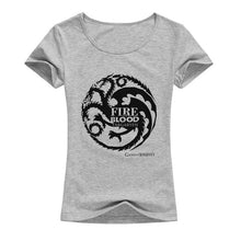 Load image into Gallery viewer, Game of Thrones T Shirts Women Cool Tees Shirts Female Tops Elastic Cotton Casual Printed Tops Camisetas A142