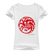 Load image into Gallery viewer, Game of Thrones T Shirts Women Cool Tees Shirts Female Tops Elastic Cotton Casual Printed Tops Camisetas A142