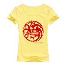 Load image into Gallery viewer, Game of Thrones T Shirts Women Cool Tees Shirts Female Tops Elastic Cotton Casual Printed Tops Camisetas A142