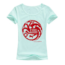 Load image into Gallery viewer, Game of Thrones T Shirts Women Cool Tees Shirts Female Tops Elastic Cotton Casual Printed Tops Camisetas A142