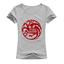 Load image into Gallery viewer, Game of Thrones T Shirts Women Cool Tees Shirts Female Tops Elastic Cotton Casual Printed Tops Camisetas A142